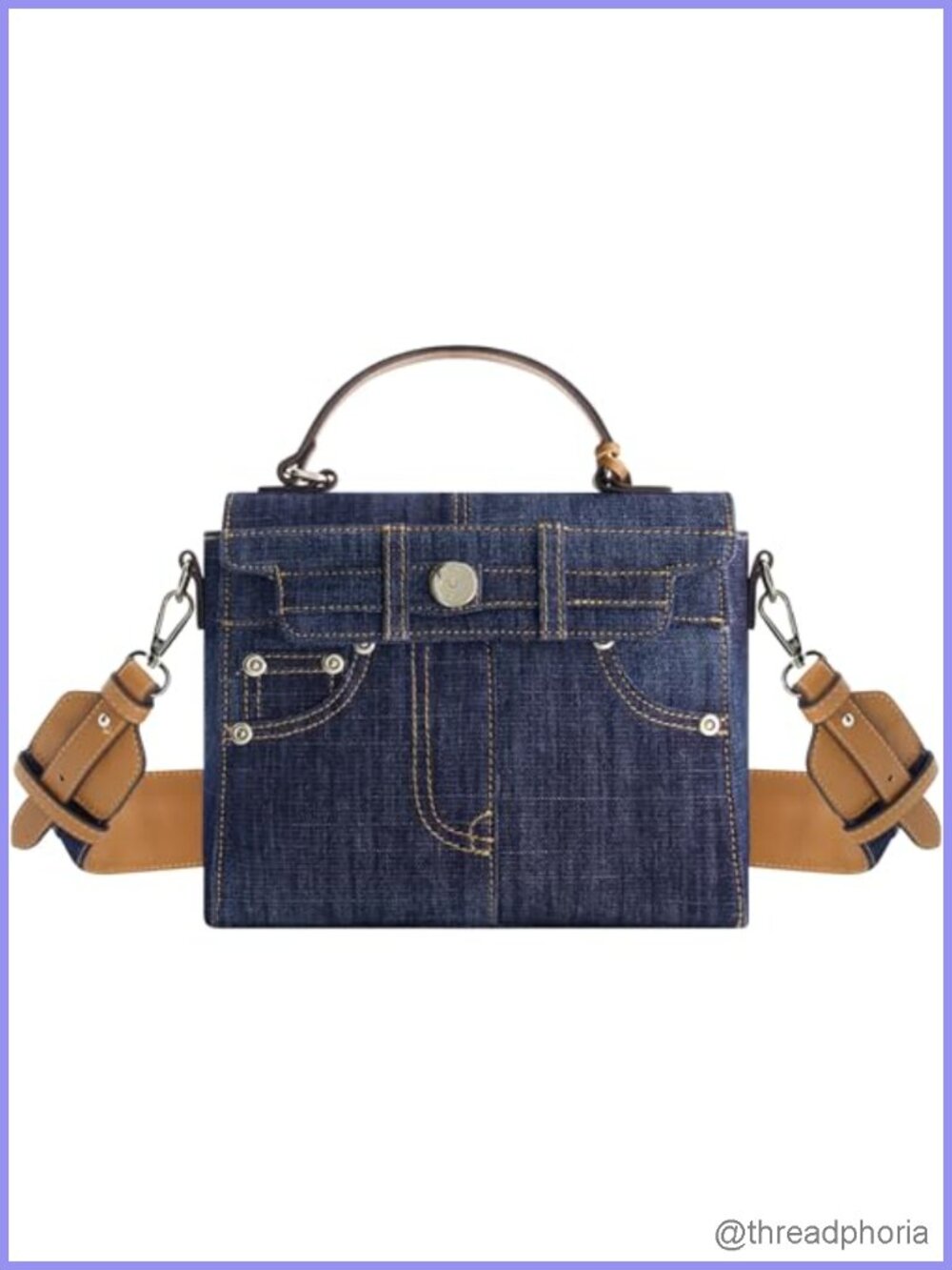 Mini Flap Crossbody Handbag Adjustable Strap Jean Pocket Purse